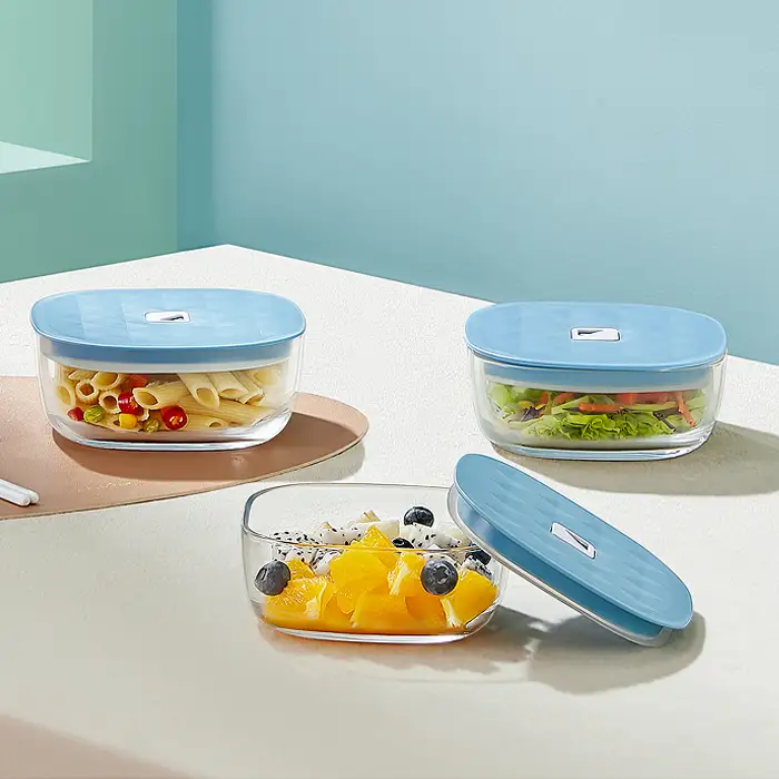 glass food storage containers with lids and pitcher sets