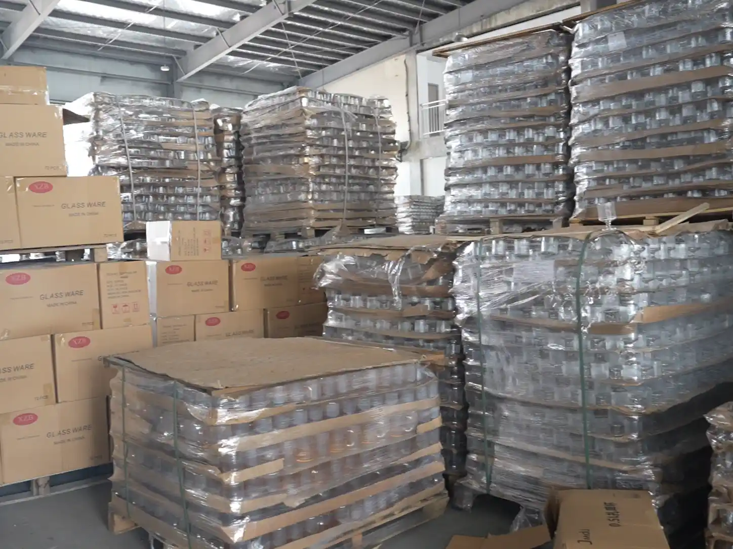 Finished export cartons ready for loading and shipping