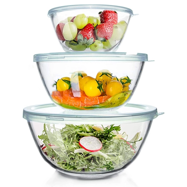 Large Glass Bowl with Lid for Family Use