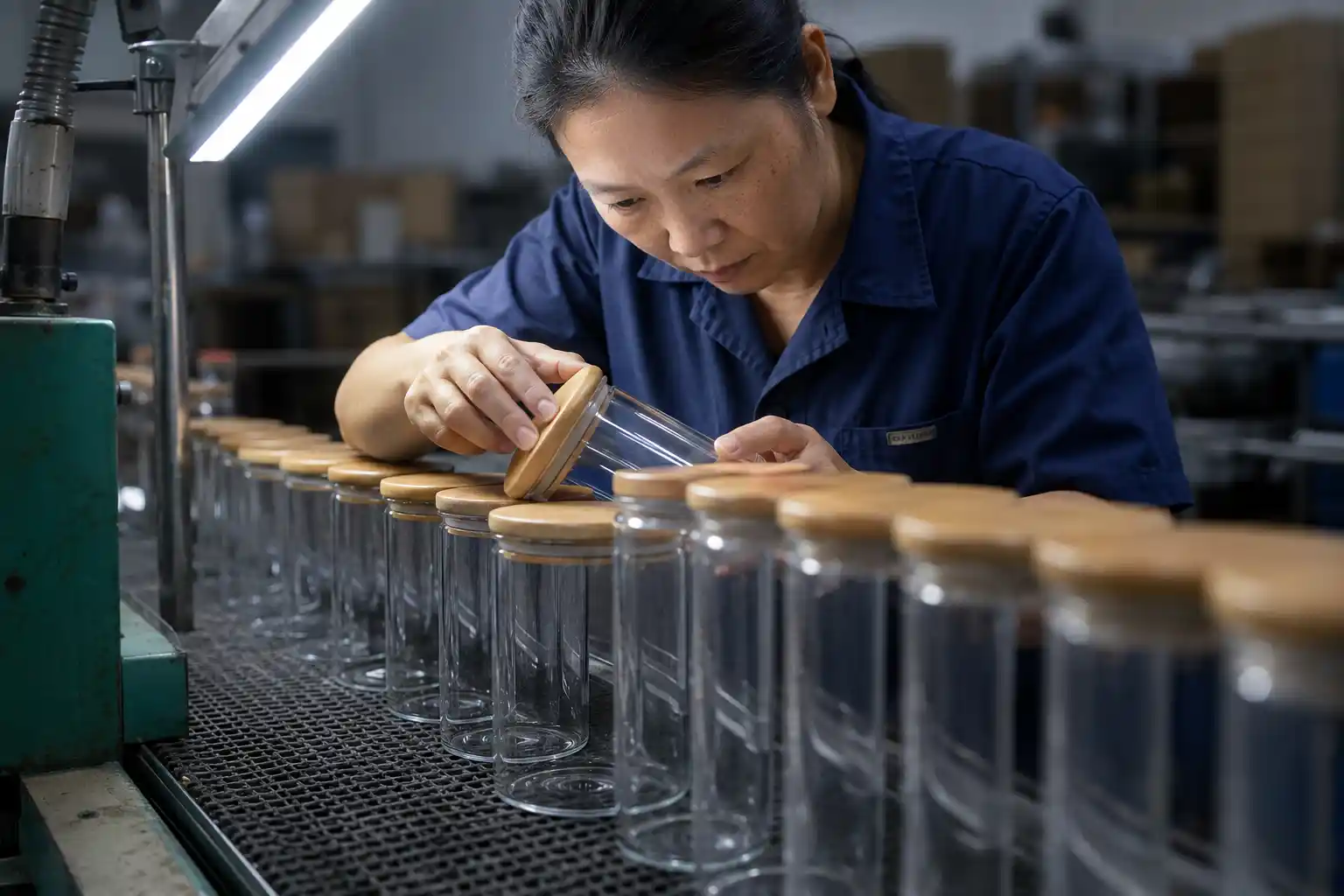Glass lid fitting and sealing check
