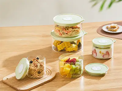 multi-piece packed sets of glass food storage