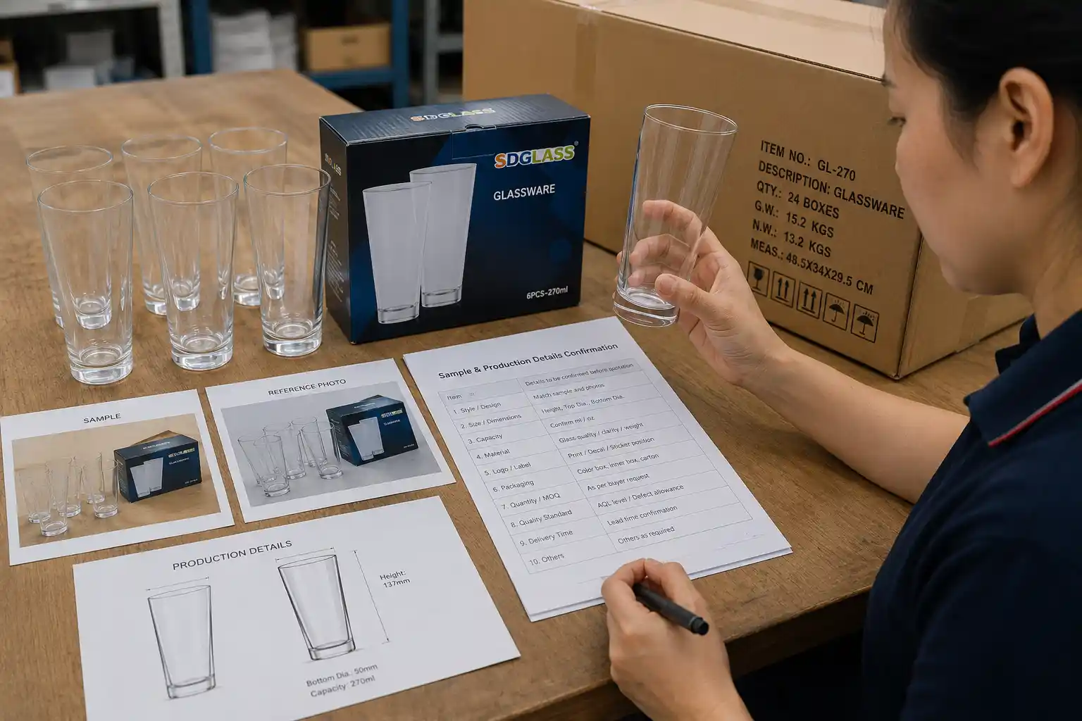 Glassware sample checking and follow-up