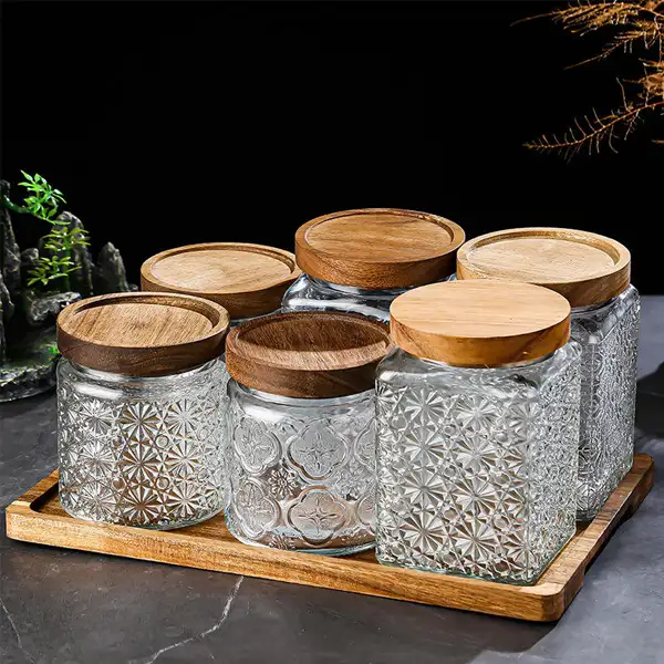 Embossed Glass Canister Set