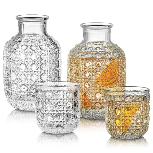 Embossed Glass Pitcher Set