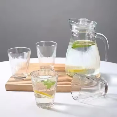 Ribbed Glass Pitcher Set